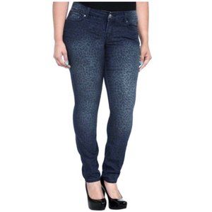 torrid Denim Sophia Leopard Print Indigo Cut Off Stretch Skinny Jeans Sz…